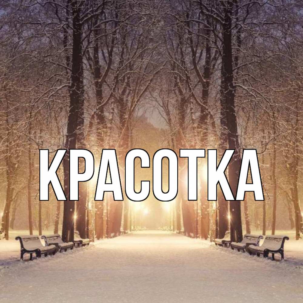 Открытка на каждый день с именем, красотка Главная зима, парк, фонарь, лес Прикольная открытка с пожеланием онлайн скачать бесплатно 