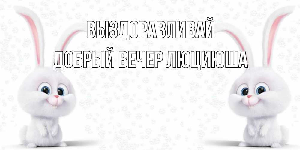 Открытка на каждый день с именем, Добрый-вечер-Люциюша Выздоравливай не болей с зайцем Прикольная открытка с пожеланием онлайн скачать бесплатно 