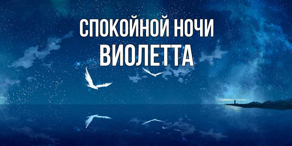 Открытка на каждый день с именем, Виолетта Спокойной ночи птицы летят на фоне ночного неба Прикольная открытка с пожеланием онлайн скачать бесплатно 