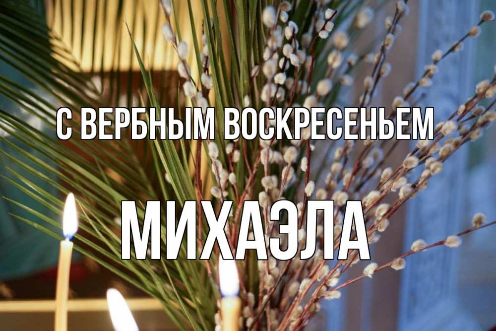 Открытка на каждый день с именем, Михаэла С вербным воскресеньем верба Прикольная открытка с пожеланием онлайн скачать бесплатно 