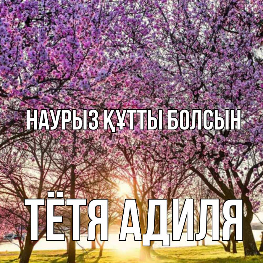 Открытка на каждый день с именем, Тётя-Адиля Наурыз құтты болсын наурыз Прикольная открытка с пожеланием онлайн скачать бесплатно 