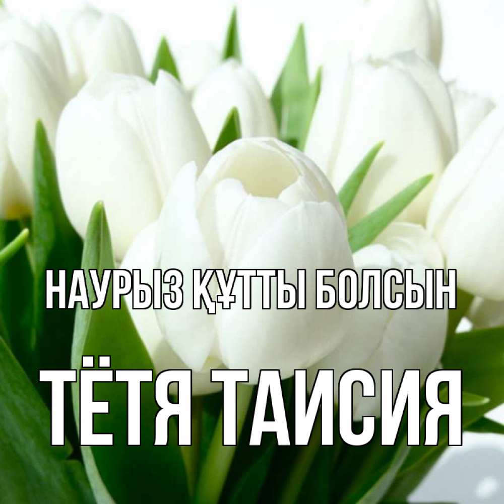 Открытка на каждый день с именем, Тётя-Таисия Наурыз құтты болсын цветы Прикольная открытка с пожеланием онлайн скачать бесплатно 