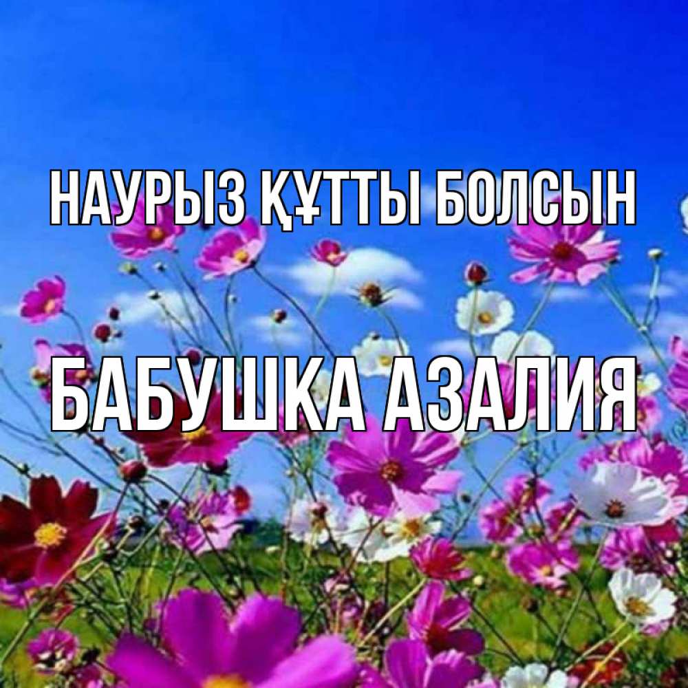 Открытка на каждый день с именем, Бабушка-Азалия Наурыз құтты болсын цветы Прикольная открытка с пожеланием онлайн скачать бесплатно 