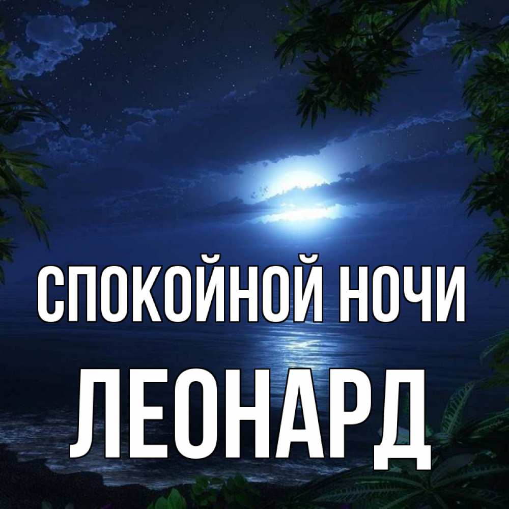 Открытка на каждый день с именем, Леонард Спокойной ночи тропический остров Прикольная открытка с пожеланием онлайн скачать бесплатно 