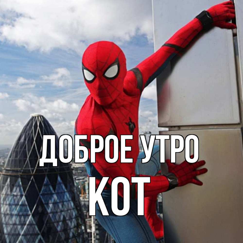 Открытка на каждый день с именем, Кот Доброе утро марвел герои Прикольная открытка с пожеланием онлайн скачать бесплатно 