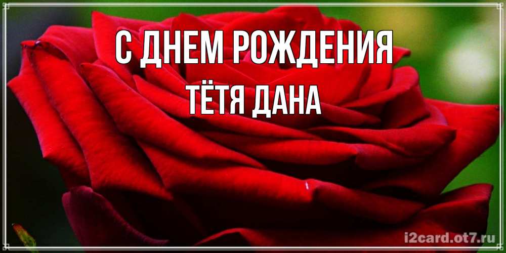 Открытка на каждый день с именем, Тётя-Дана С днем рождения розочка очень красивая Прикольная открытка с пожеланием онлайн скачать бесплатно 