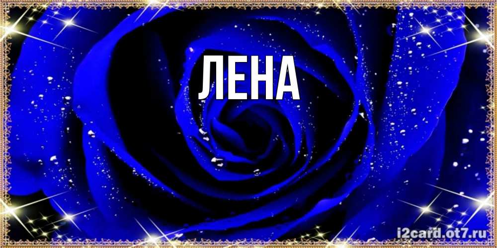 Открытка на каждый день с именем, Лена Главная голубые цветы в росе Прикольная открытка с пожеланием онлайн скачать бесплатно 