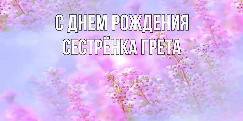 Открытка на каждый день с именем, Сестрёнка-Грета С днем рождения красивая открытка с мелкими цветами Прикольная открытка с пожеланием онлайн скачать бесплатно 