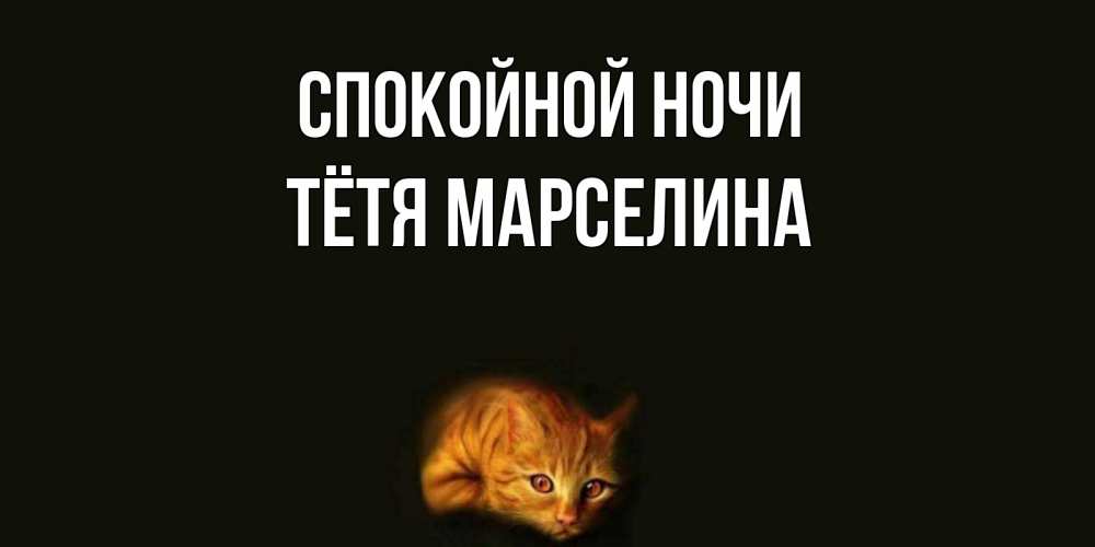 Открытка на каждый день с именем, Тётя-Марселина Спокойной ночи кот Прикольная открытка с пожеланием онлайн скачать бесплатно 