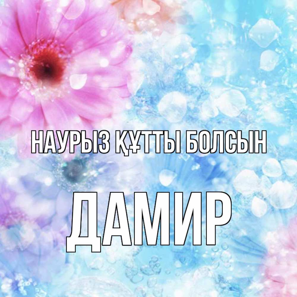 Открытка на каждый день с именем, Дамир Наурыз құтты болсын цветы Прикольная открытка с пожеланием онлайн скачать бесплатно 