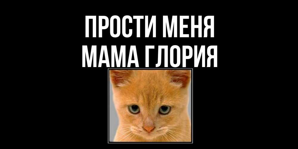 Открытка на каждый день с именем, Мама-Глория Прости меня рыжий грустный кот просит прощения Прикольная открытка с пожеланием онлайн скачать бесплатно 