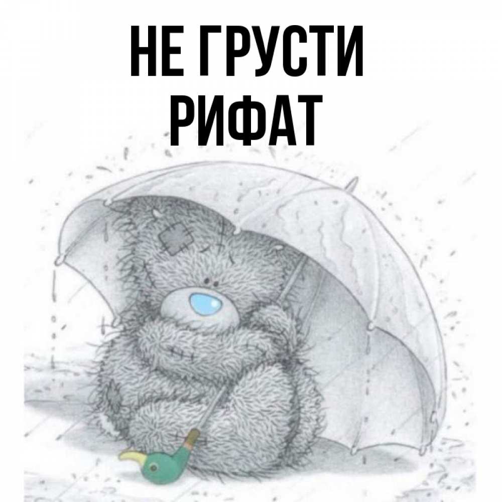Открытка на каждый день с именем, Рифат Не грусти спасите мишку Тедди Прикольная открытка с пожеланием онлайн скачать бесплатно 