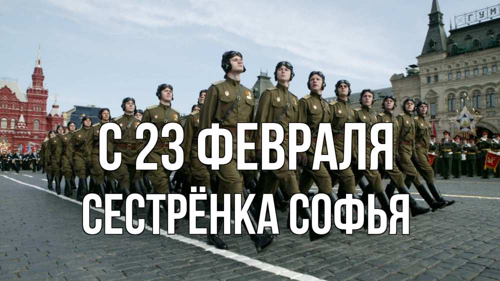 Открытка на каждый день с именем, Сестрёнка-Софья С 23 февраля 23 февраля Прикольная открытка с пожеланием онлайн скачать бесплатно 