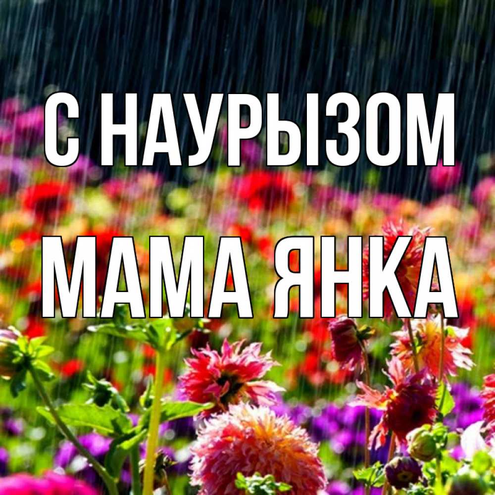 Открытка на каждый день с именем, Мама-Янка С наурызом цветы под дождиком к международному женскому дню Прикольная открытка с пожеланием онлайн скачать бесплатно 