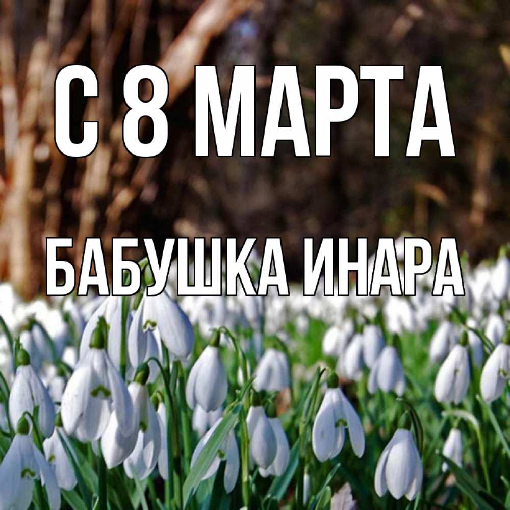 Открытка на каждый день с именем, Бабушка-Инара С 8 марта с подснежниками 1 Прикольная открытка с пожеланием онлайн скачать бесплатно 