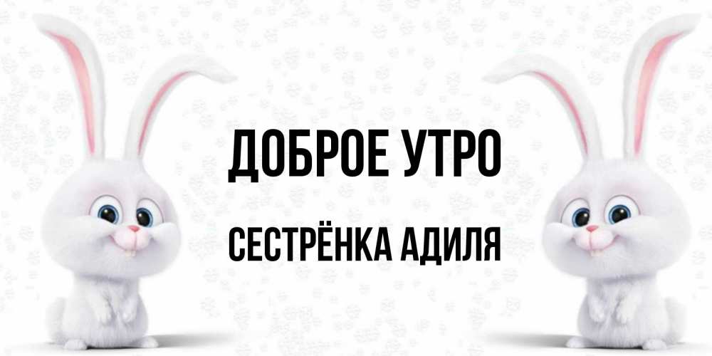 Открытка на каждый день с именем, Сестрёнка-Адиля Доброе утро кролики с длинными ушками Прикольная открытка с пожеланием онлайн скачать бесплатно 
