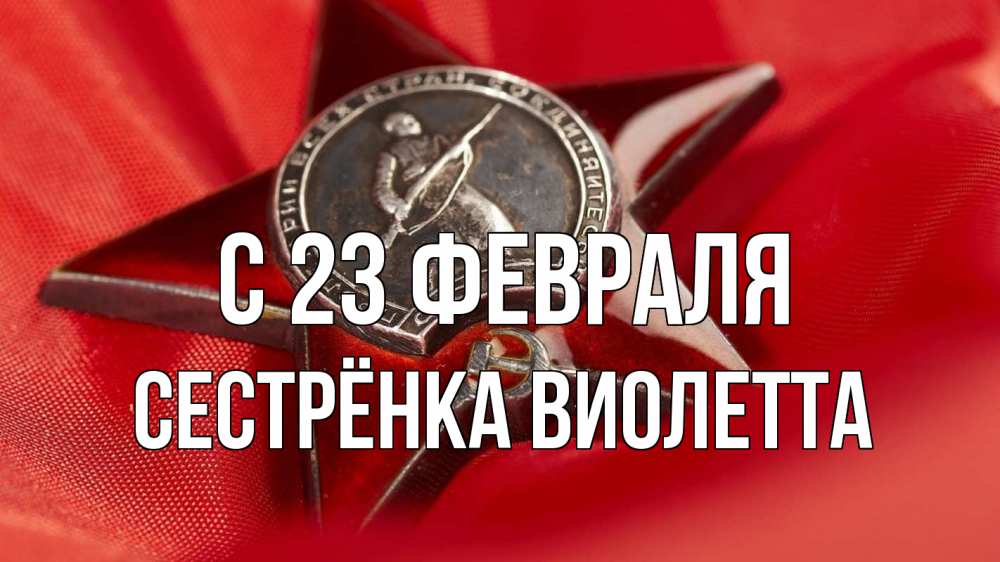 Открытка на каждый день с именем, Сестрёнка-Виолетта С 23 февраля 23 февраля Прикольная открытка с пожеланием онлайн скачать бесплатно 