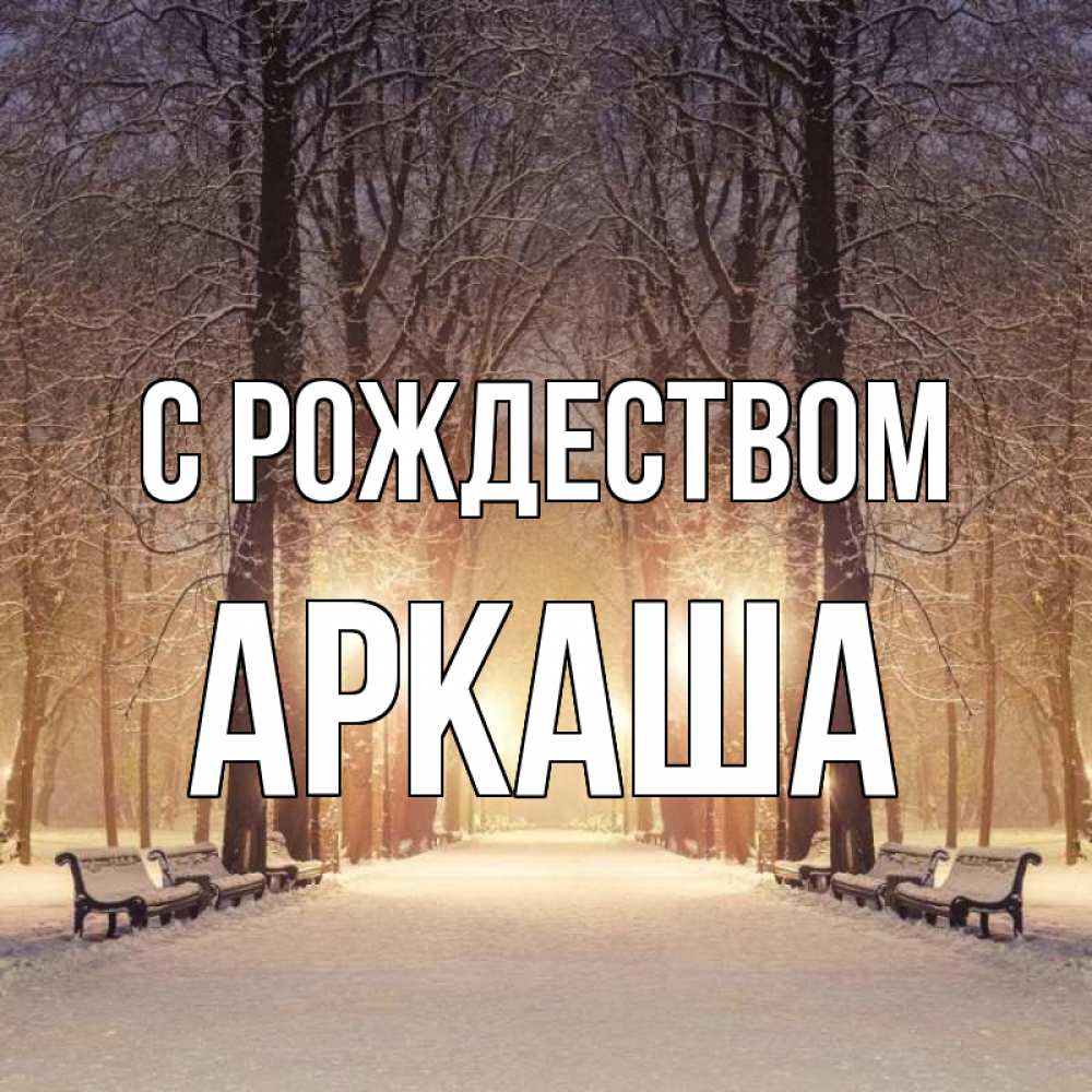 Открытка на каждый день с именем, Аркаша С рождеством зима, парк, фонарь, лес Прикольная открытка с пожеланием онлайн скачать бесплатно 