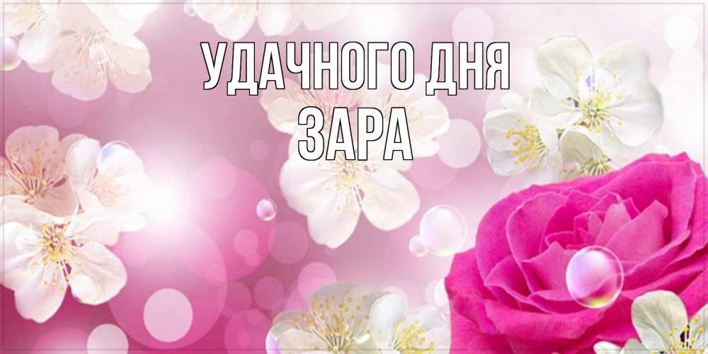 Открытка на каждый день с именем, Зара Удачного дня красивые цветы Прикольная открытка с пожеланием онлайн скачать бесплатно 