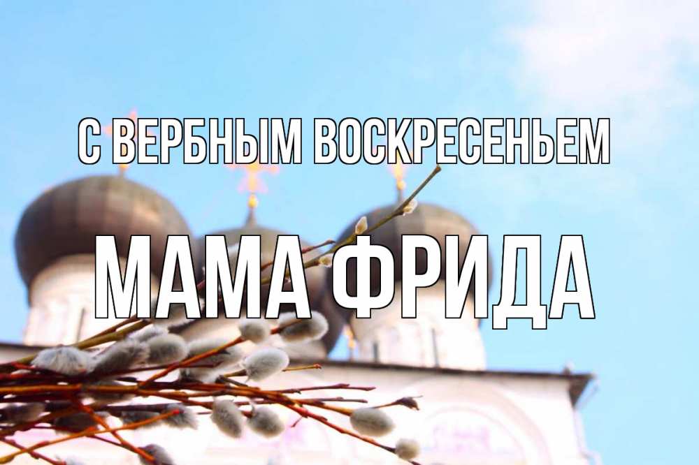 Открытка на каждый день с именем, Мама-Фрида С вербным воскресеньем верба Прикольная открытка с пожеланием онлайн скачать бесплатно 