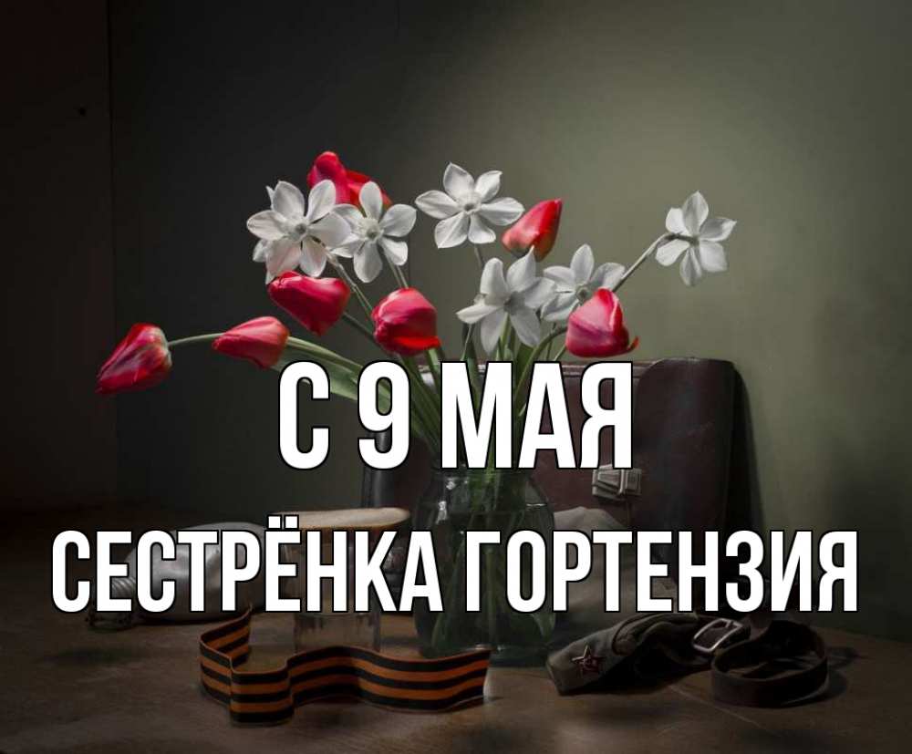 Открытка на каждый день с именем, Сестрёнка-Гортензия С 9 мая 9 мая Прикольная открытка с пожеланием онлайн скачать бесплатно 