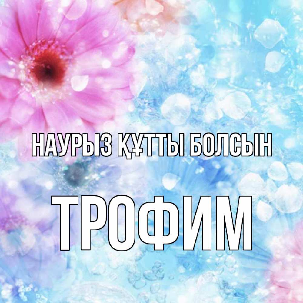 Открытка на каждый день с именем, Трофим Наурыз құтты болсын цветы Прикольная открытка с пожеланием онлайн скачать бесплатно 