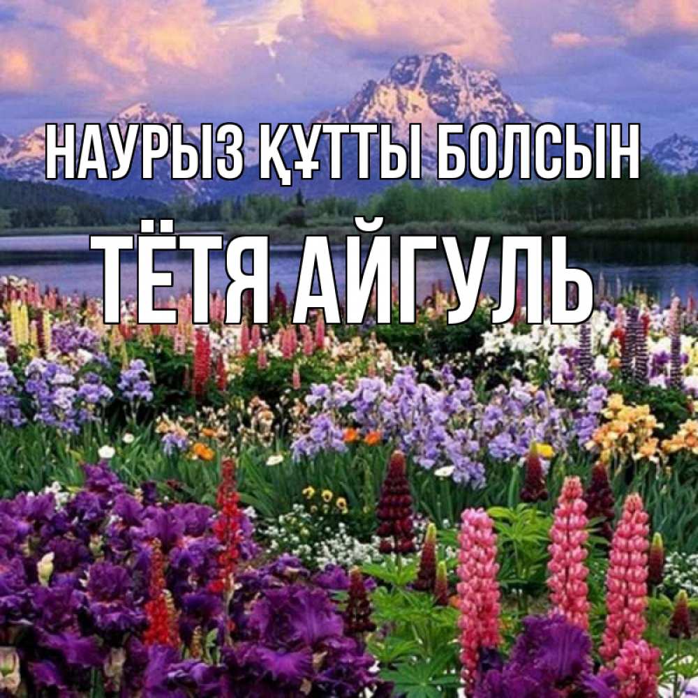 Открытка на каждый день с именем, Тётя-Айгуль Наурыз құтты болсын наурыз Прикольная открытка с пожеланием онлайн скачать бесплатно 