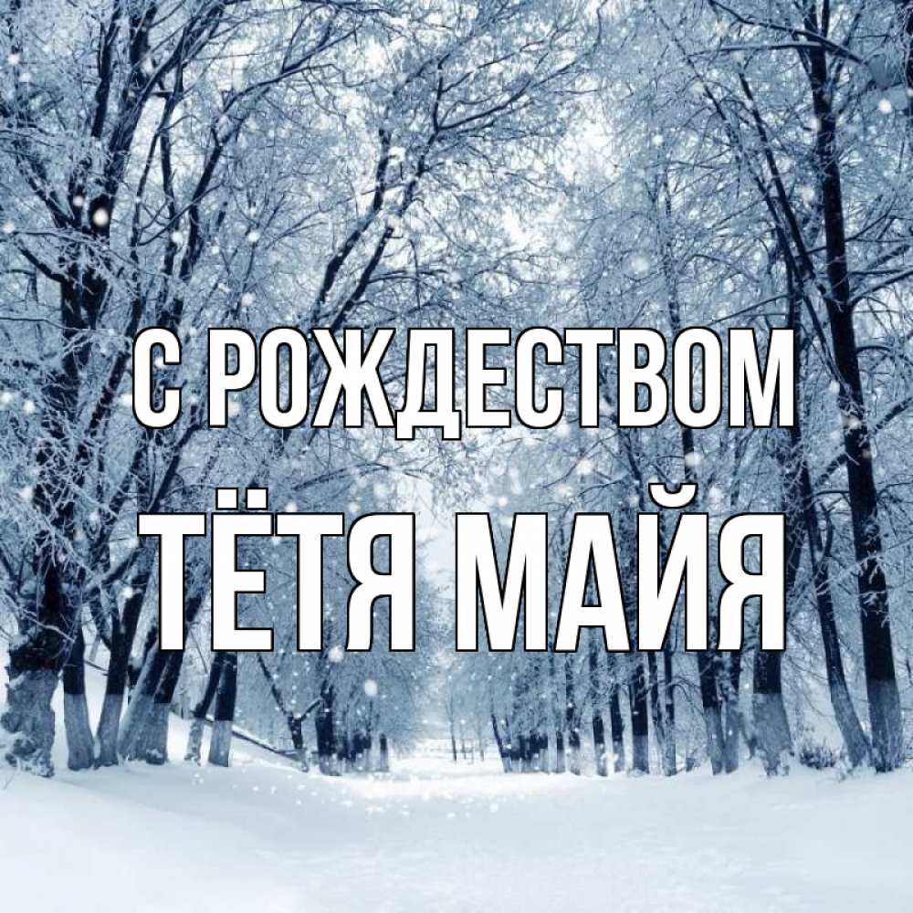 Открытка на каждый день с именем, Тётя-Майя С рождеством снег, лес, парк Прикольная открытка с пожеланием онлайн скачать бесплатно 