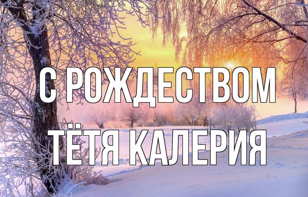 Открытка на каждый день с именем, Тётя-Калерия С рождеством рождество, лес, зима 1 Прикольная открытка с пожеланием онлайн скачать бесплатно 