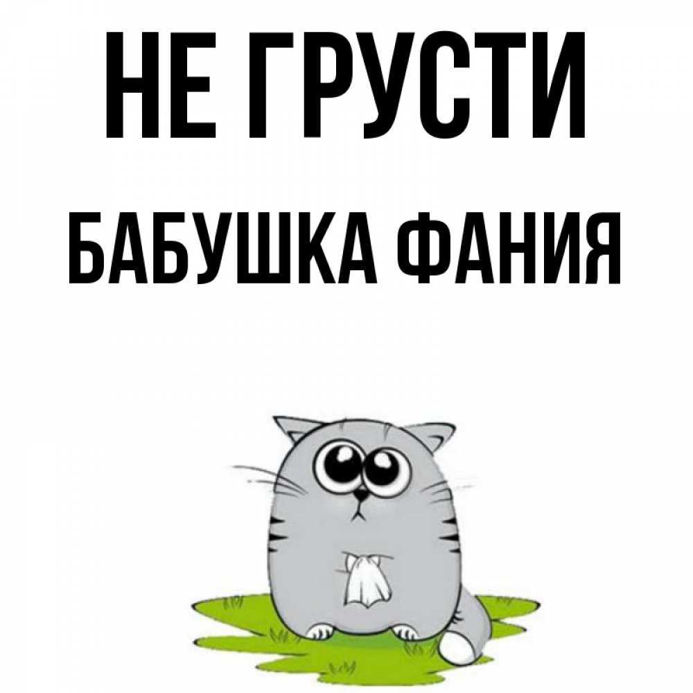 Открытка на каждый день с именем, Бабушка-Фания Не грусти грустный котяра Прикольная открытка с пожеланием онлайн скачать бесплатно 