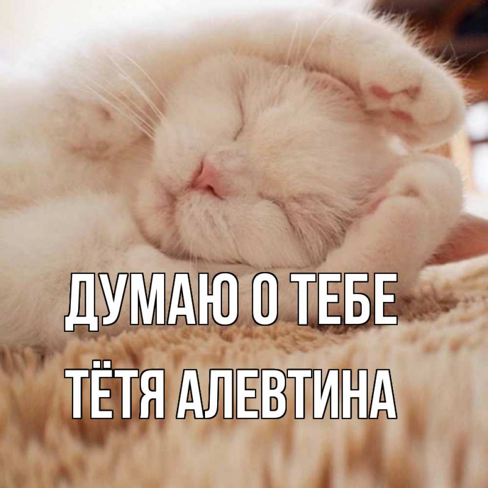 Открытка на каждый день с именем, Тётя-Алевтина Думаю о тебе для любимой девушки милота Прикольная открытка с пожеланием онлайн скачать бесплатно 