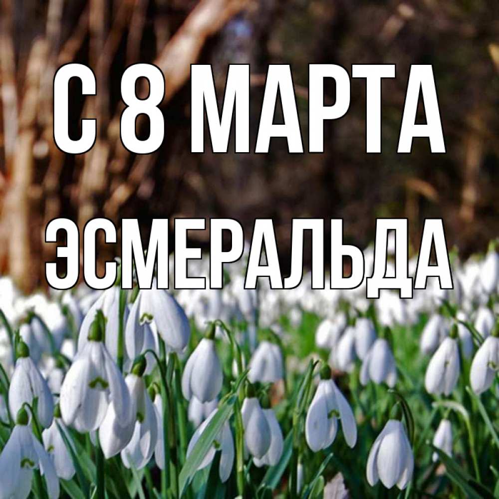 Открытка на каждый день с именем, Эсмеральда С 8 МАРТА с подснежниками 1 Прикольная открытка с пожеланием онлайн скачать бесплатно 