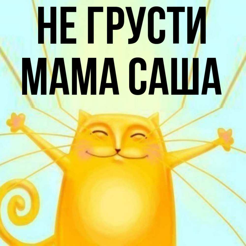 Открытка на каждый день с именем, Мама-Саша Не грусти обнимашки усатые Прикольная открытка с пожеланием онлайн скачать бесплатно 