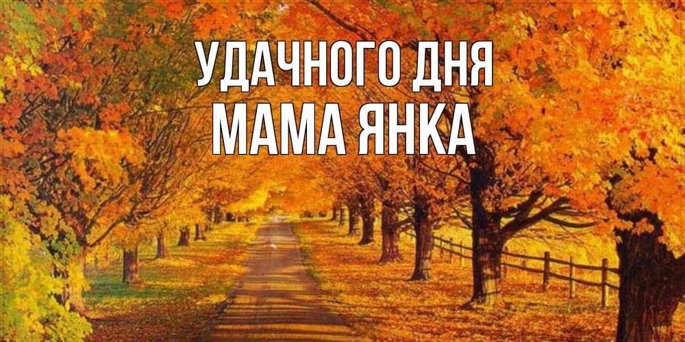 Открытка на каждый день с именем, Мама-Янка Удачного дня деревья с осенними листьями Прикольная открытка с пожеланием онлайн скачать бесплатно 