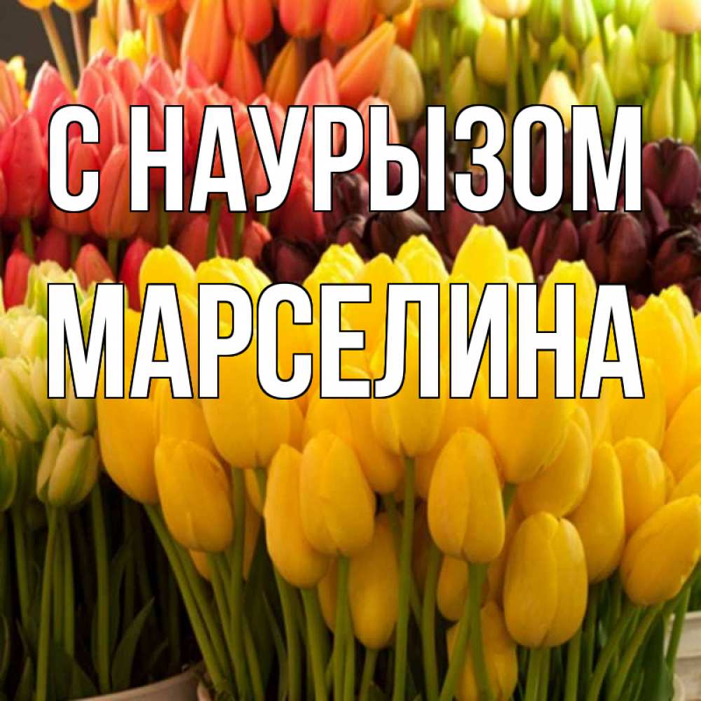 Открытка на каждый день с именем, Марселина С наурызом цветы Прикольная открытка с пожеланием онлайн скачать бесплатно 