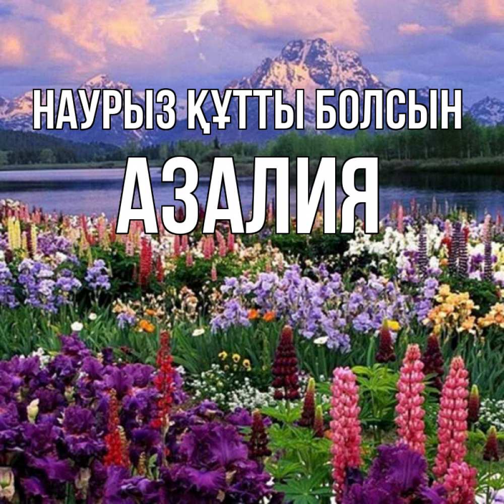 Открытка на каждый день с именем, Азалия Наурыз құтты болсын наурыз Прикольная открытка с пожеланием онлайн скачать бесплатно 