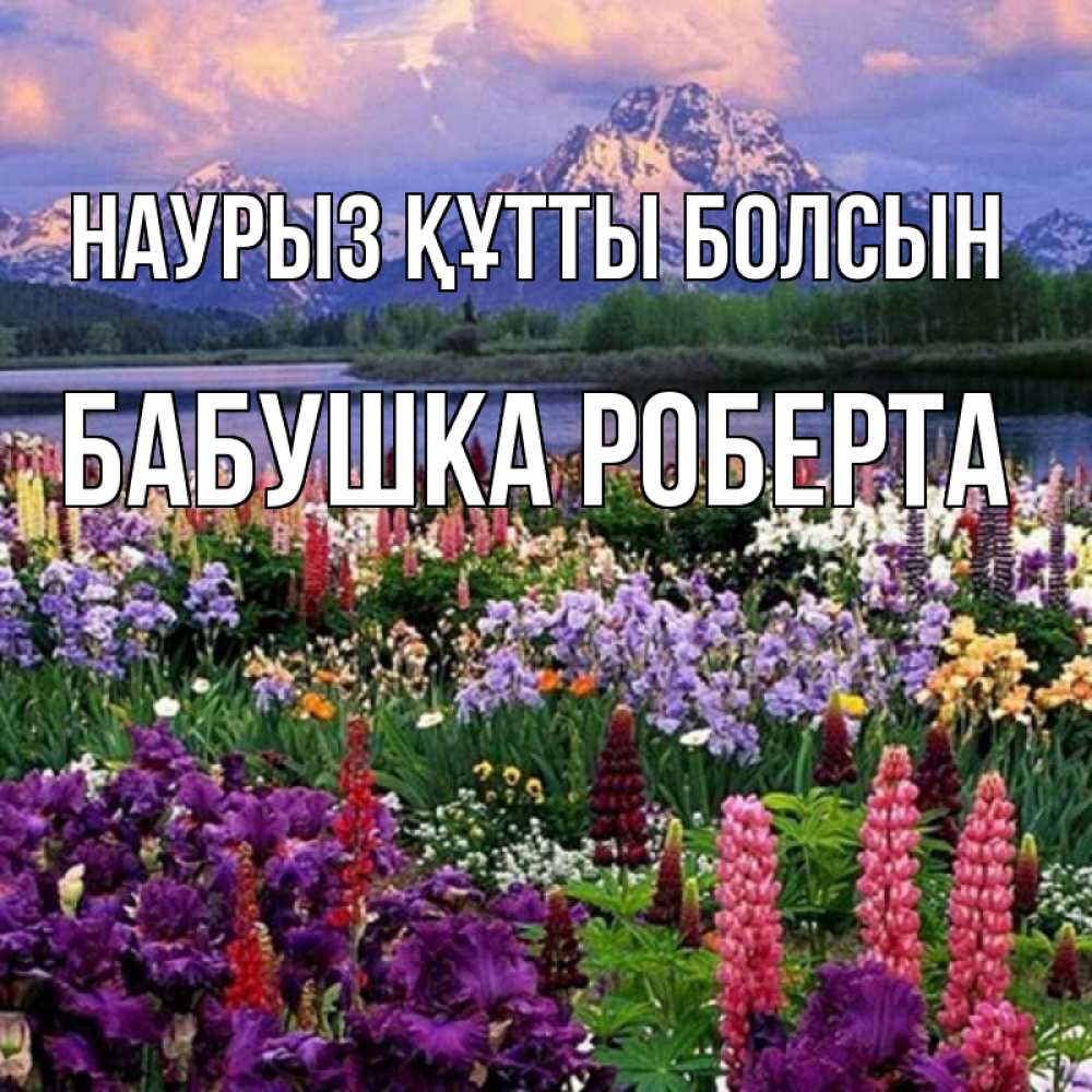 Открытка на каждый день с именем, Бабушка-Роберта Наурыз құтты болсын наурыз Прикольная открытка с пожеланием онлайн скачать бесплатно 