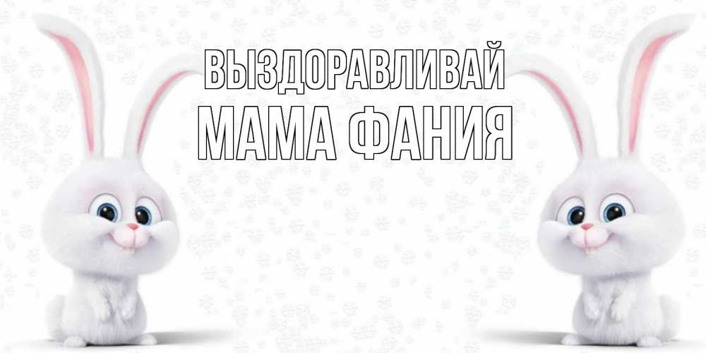 Открытка на каждый день с именем, Мама-Фания Выздоравливай не болей с зайцем Прикольная открытка с пожеланием онлайн скачать бесплатно 