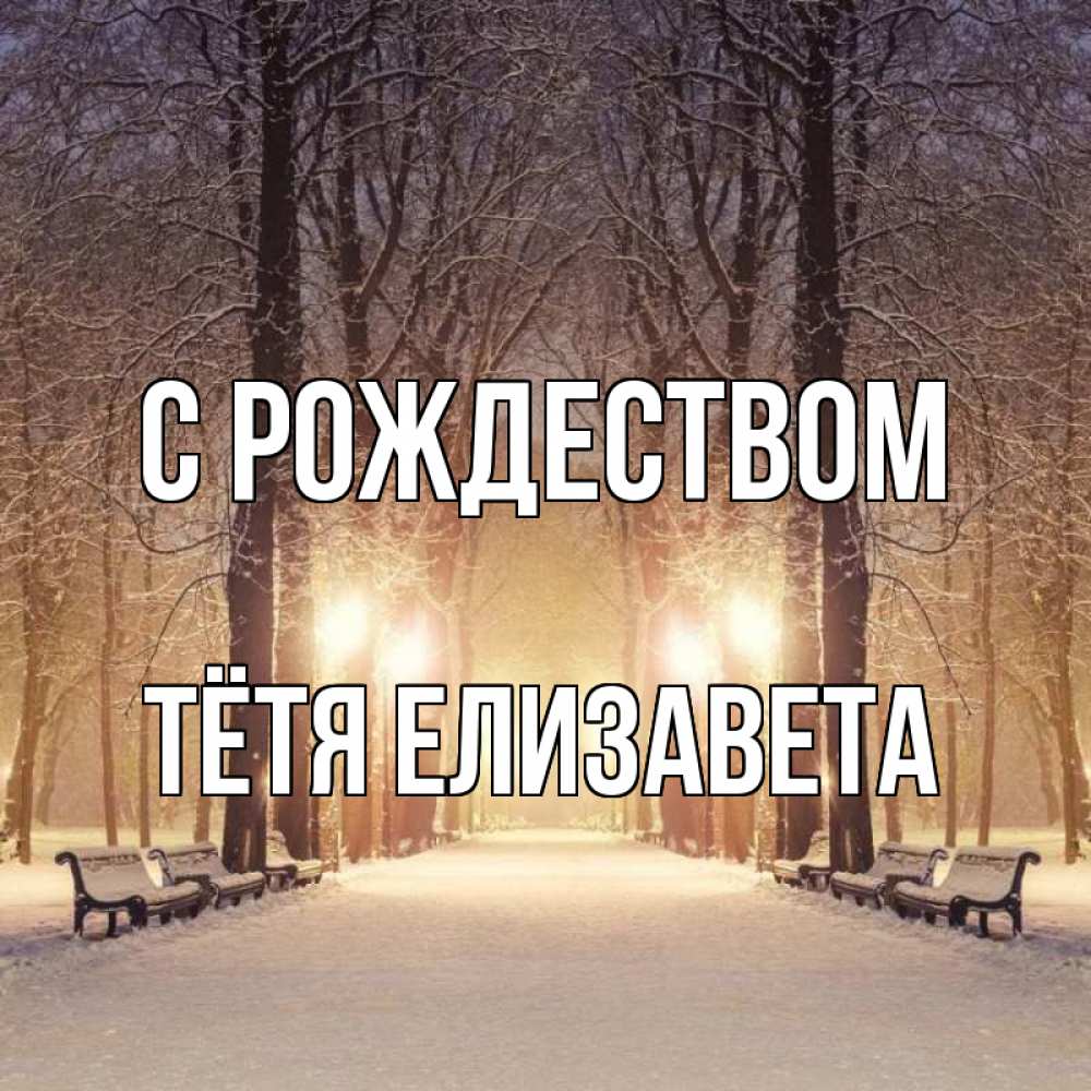 Открытка на каждый день с именем, Тётя-Елизавета С рождеством зима, парк, фонарь, лес Прикольная открытка с пожеланием онлайн скачать бесплатно 