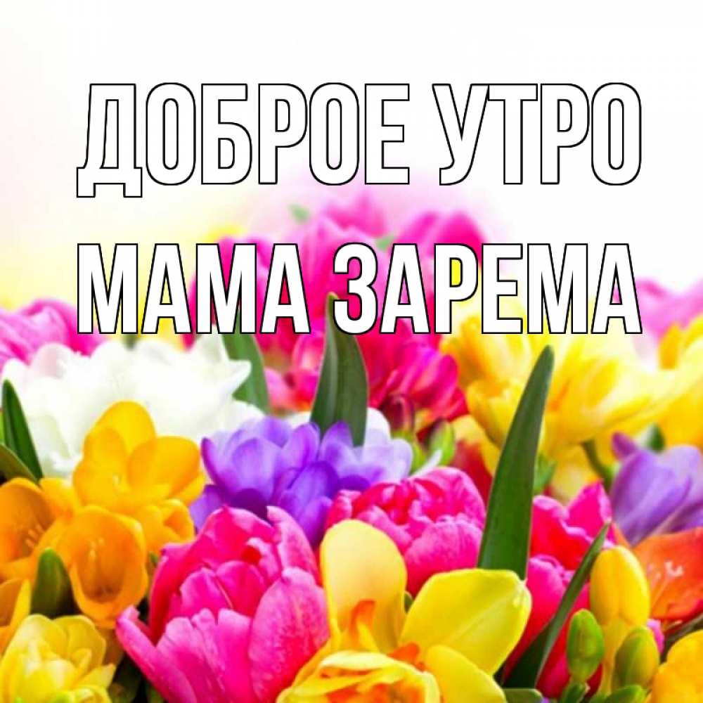 Открытка на каждый день с именем, Мама-Зарема Доброе утро создать открытку со свое подписью Прикольная открытка с пожеланием онлайн скачать бесплатно 