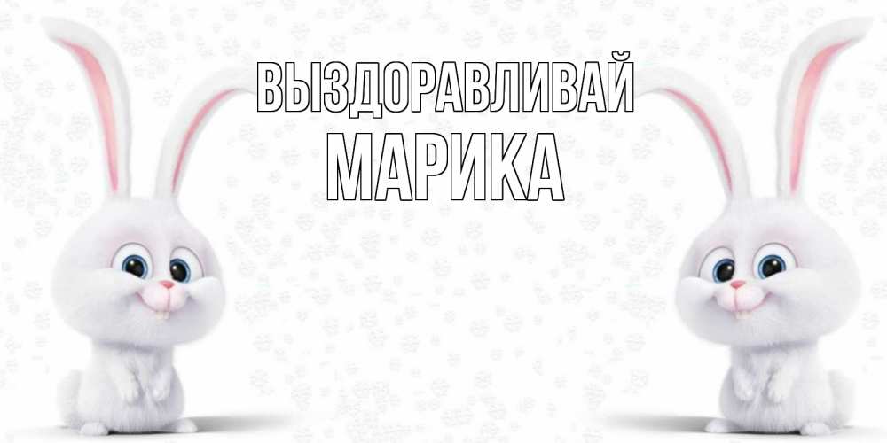 Открытка на каждый день с именем, Марика Выздоравливай не болей с зайцем Прикольная открытка с пожеланием онлайн скачать бесплатно 