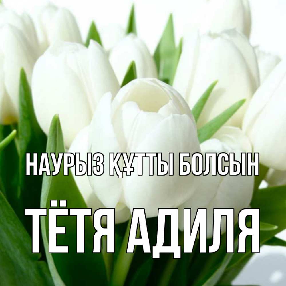 Открытка на каждый день с именем, Тётя-Адиля Наурыз құтты болсын цветы Прикольная открытка с пожеланием онлайн скачать бесплатно 