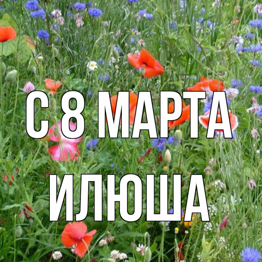 Открытка с именем, Илюша, С 8 марта