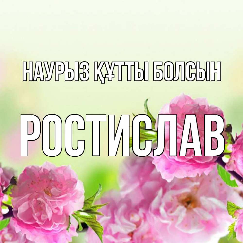 Открытка на каждый день с именем, Ростислав Наурыз құтты болсын цветы Прикольная открытка с пожеланием онлайн скачать бесплатно 