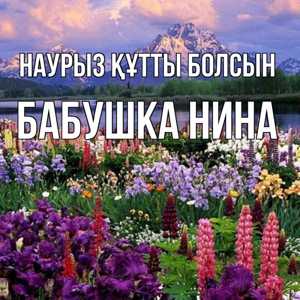 Открытка на каждый день с именем, Бабушка-Нина Наурыз құтты болсын наурыз Прикольная открытка с пожеланием онлайн скачать бесплатно 