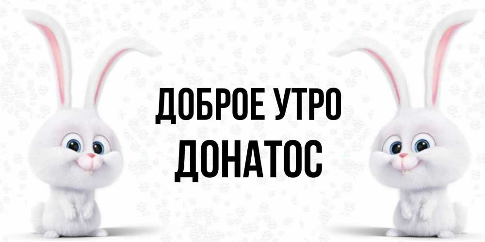 Открытка на каждый день с именем, Донатос Доброе утро кролики с длинными ушками Прикольная открытка с пожеланием онлайн скачать бесплатно 