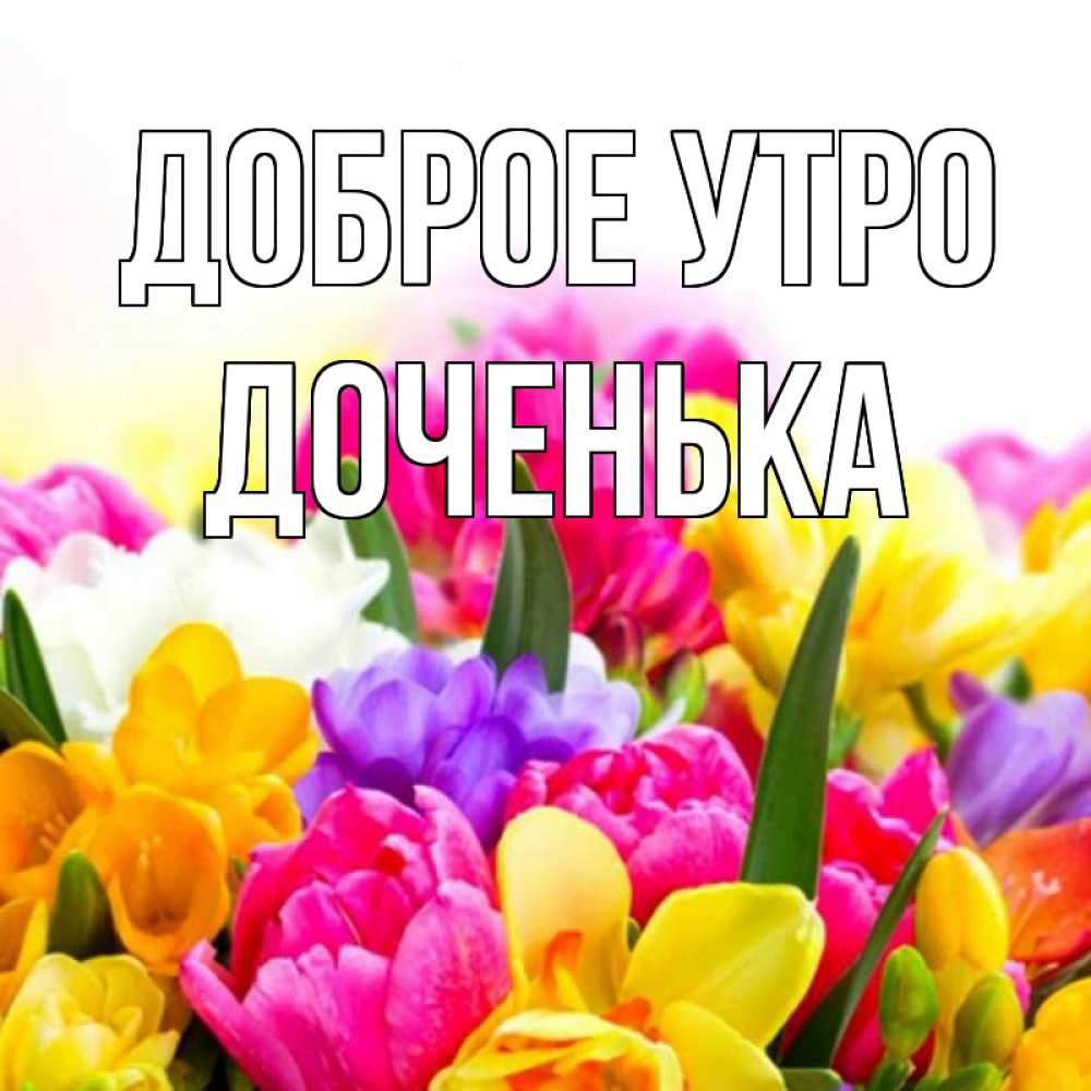 Открытка на каждый день с именем, Доченька Доброе утро создать открытку со свое подписью Прикольная открытка с пожеланием онлайн скачать бесплатно 