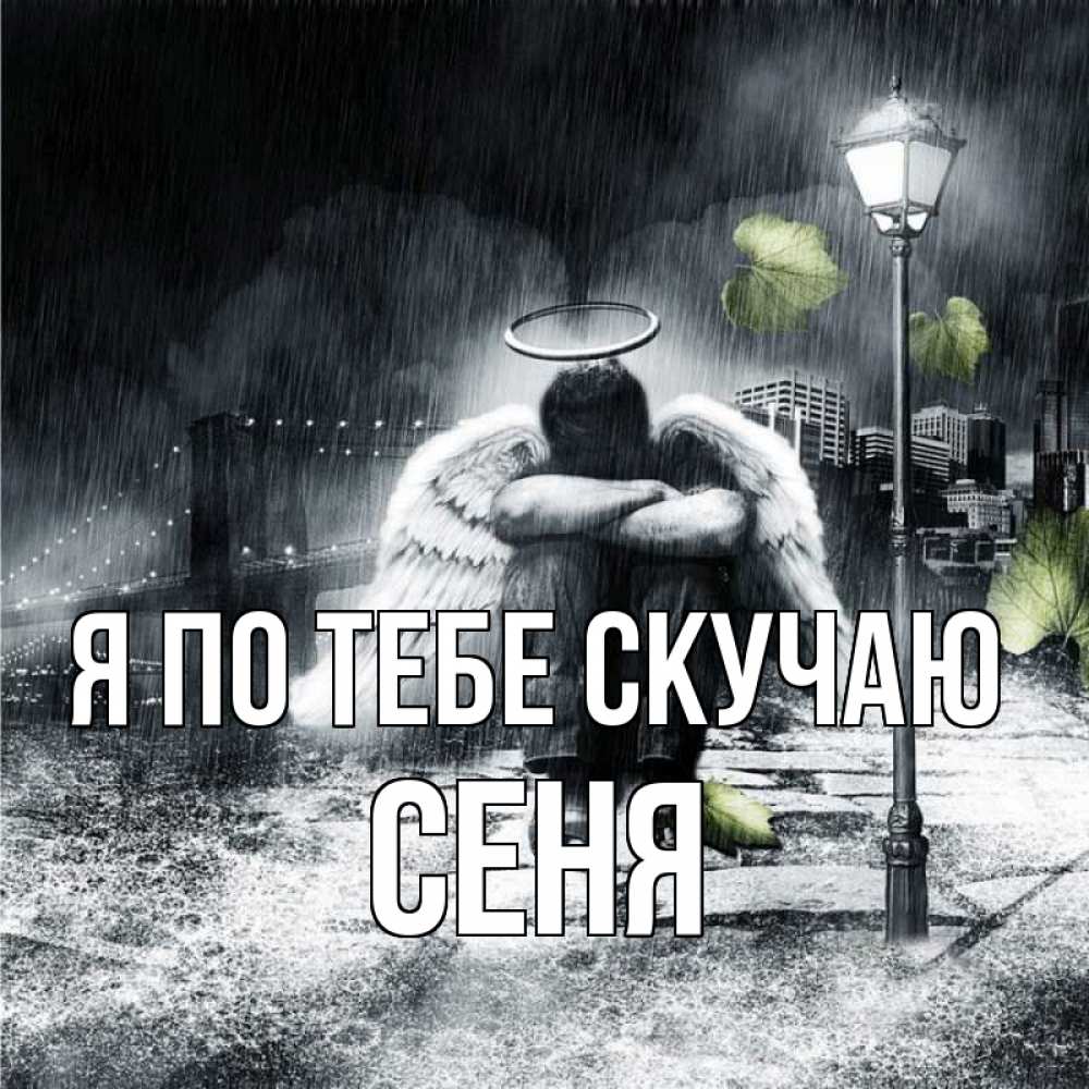 Открытка на каждый день с именем, Сеня Я по тебе скучаю на улице Прикольная открытка с пожеланием онлайн скачать бесплатно 