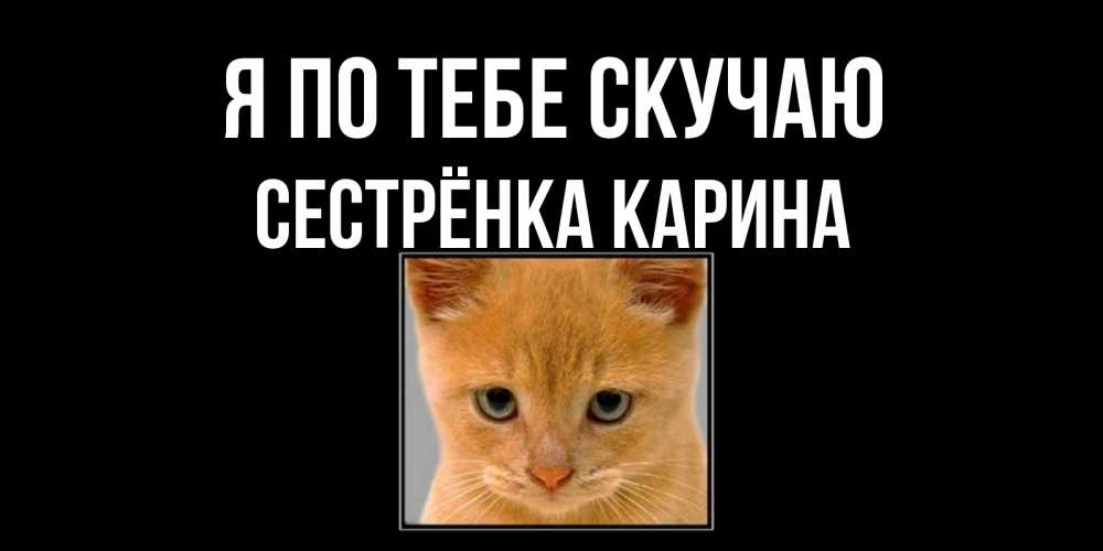 Открытка на каждый день с именем, Сестрёнка-Карина Я по тебе скучаю открытки рыжий котенок скучает по тебе Прикольная открытка с пожеланием онлайн скачать бесплатно 