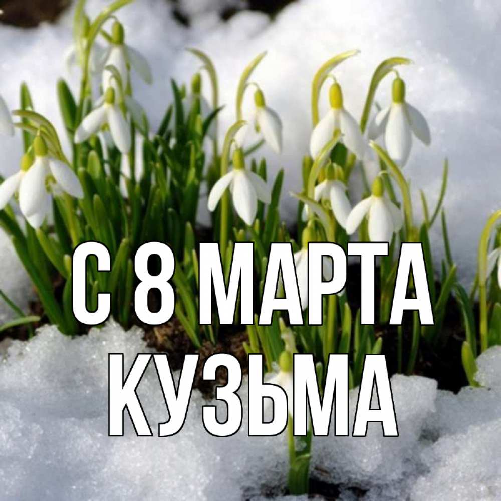 Открытка на каждый день с именем, Кузьма С 8 МАРТА цветы весенние Прикольная открытка с пожеланием онлайн скачать бесплатно 